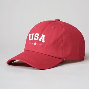 USA Red Star Print Adjustable Patriotic Dad Hat Baseball Cap NWOT